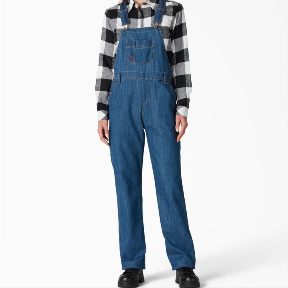 Dickies Relaxed Fit Bib Overalls Stonewashed Blue